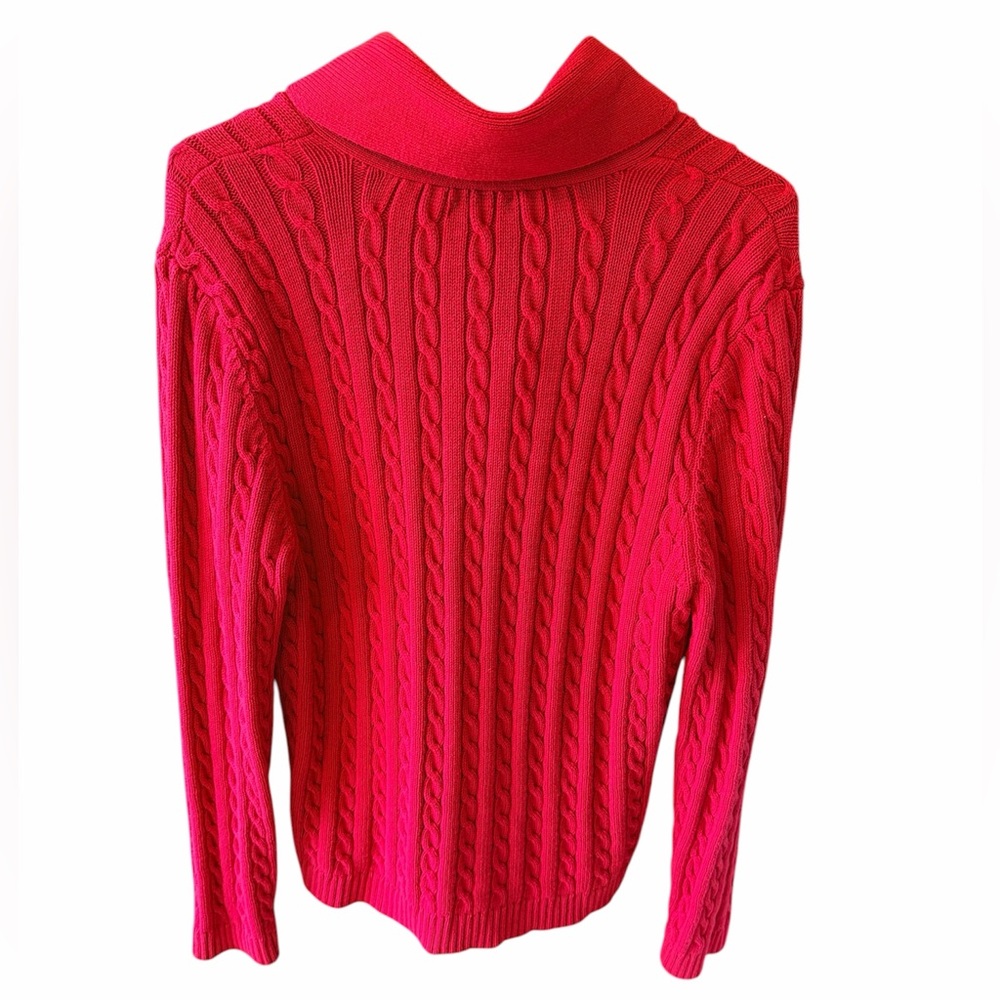 Ralph Lauren Cowl Neck Cotton Red Cable Knit Sweater. Long Sleeve.‎ XL. Vintage. - Picture 6 of 8